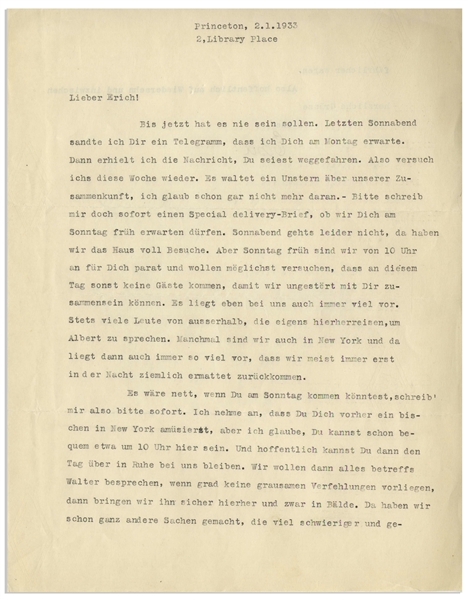 Elsa Einstein Letter Signed From 1933 Shortly Before Albert Einstein Decided to Leave Germany -- ''...we have already done a number of other things that were much more difficult and dangerous...''